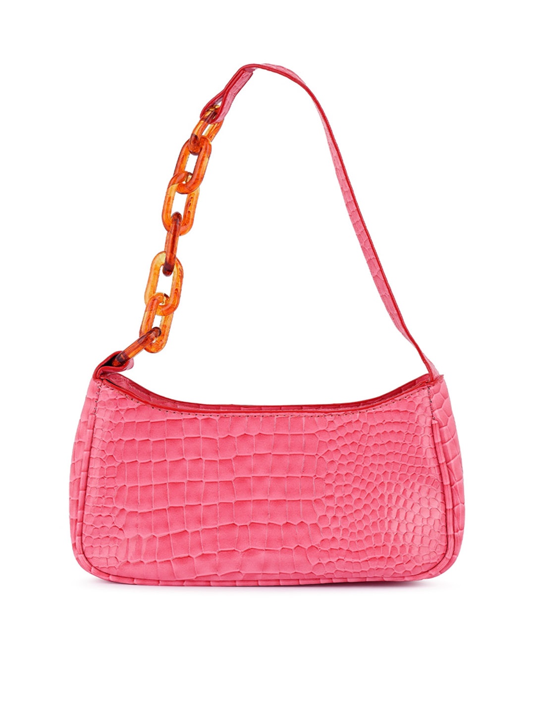 

London Rag Pink PU Structured Shoulder Bag with Fringed