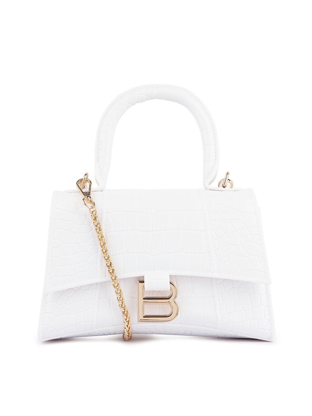 

London Rag White Croc Textured Structured Handheld Bag