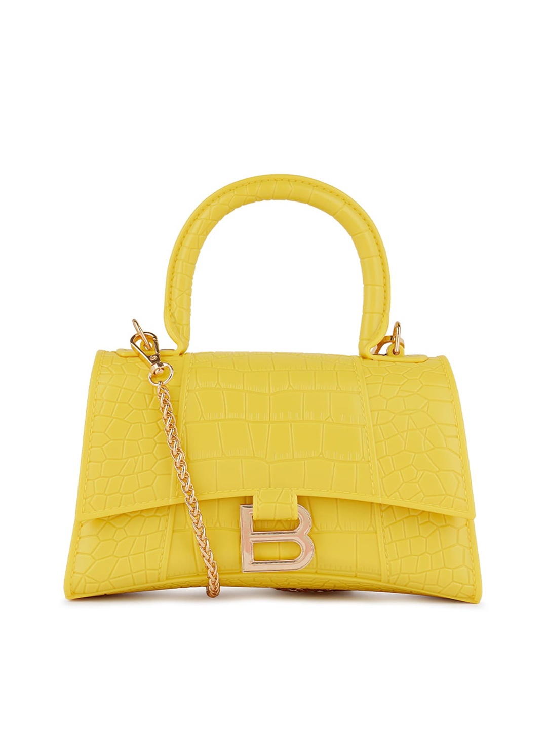 

London Rag Yellow Textured PU Structured Sling Bag
