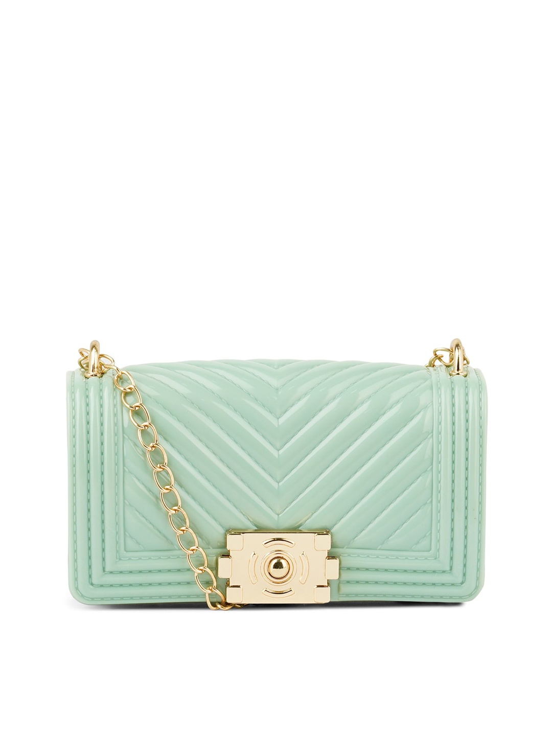 

London Rag Green Textured Structured Sling Bag with Quilted