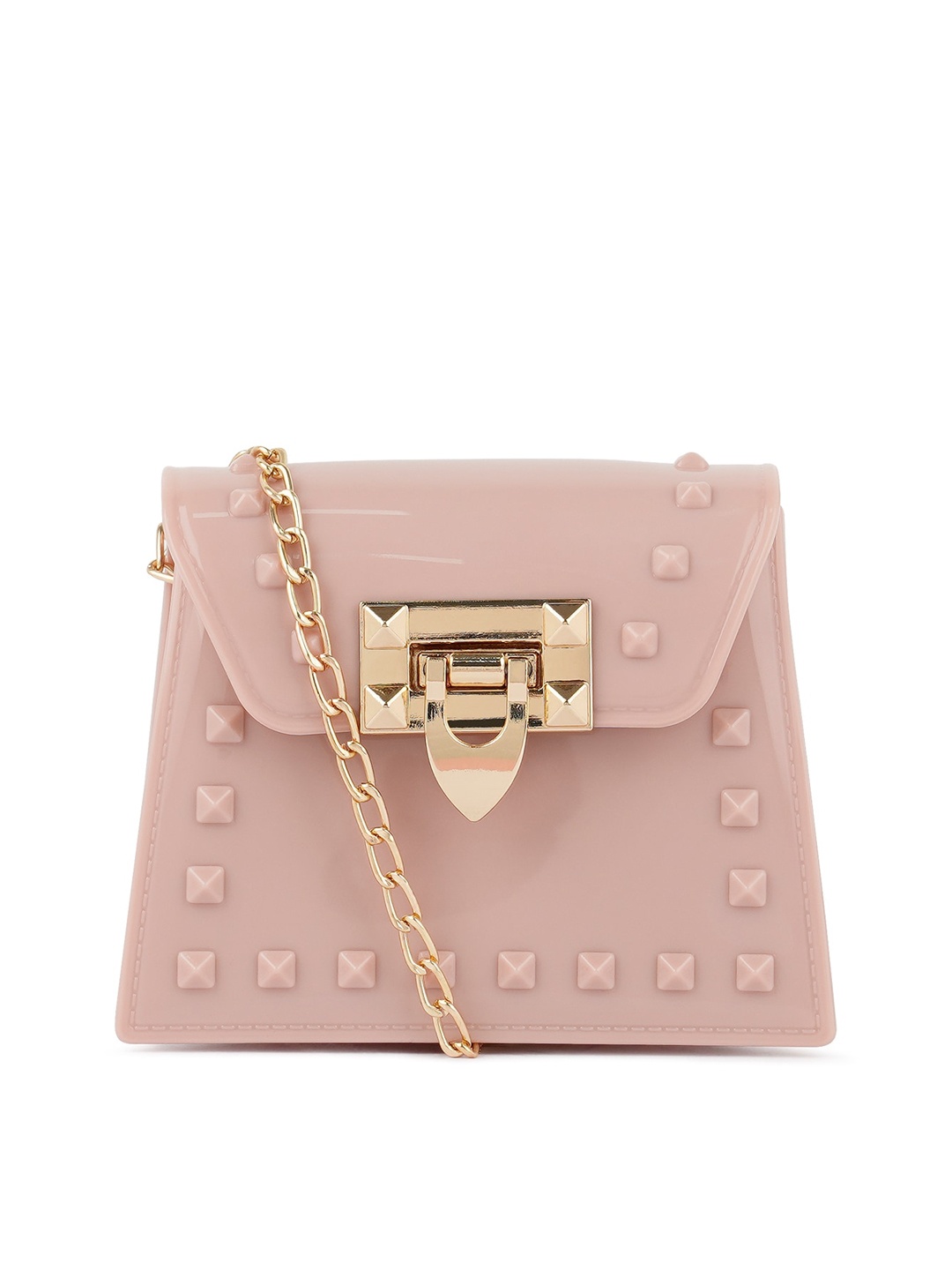 

London Rag Pink Embellished Structured Sling Bag