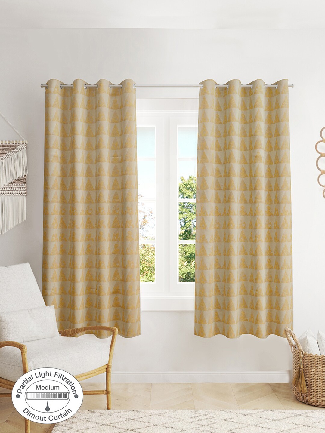 

HomeTown Mustard Set of 2 Geometric Window Curtain