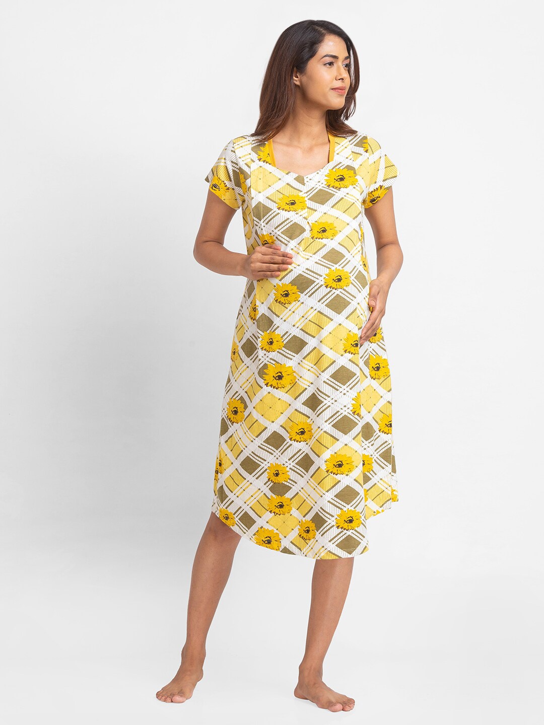 

Juliet Maternity Yellow Printed Nightdress