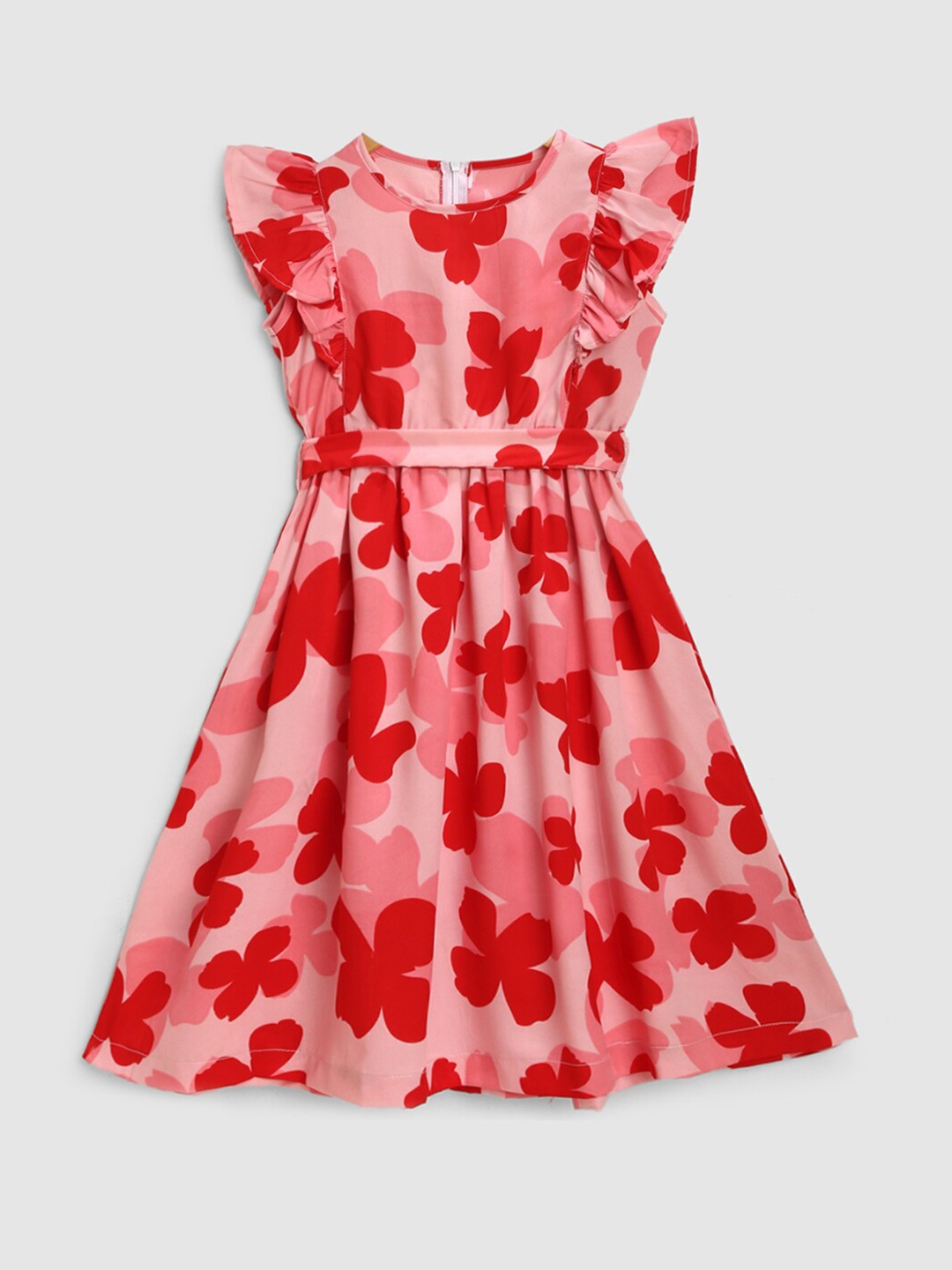 

YK Girls Pink Floral Crepe Dress