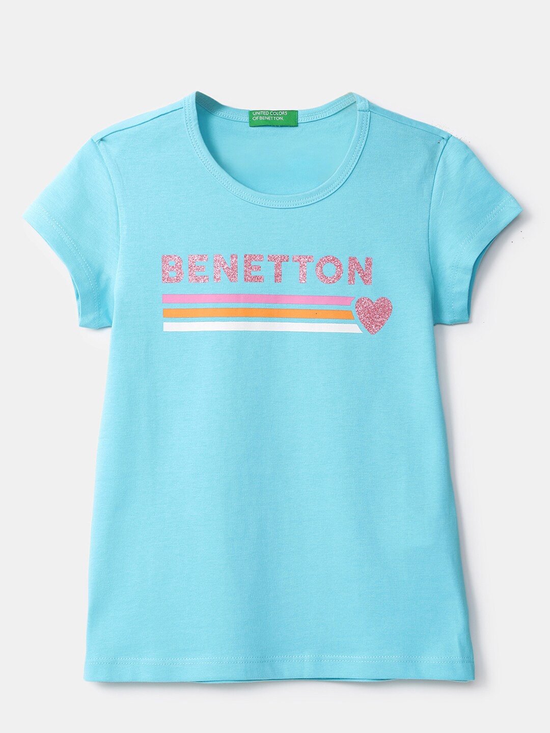 

United Colors of Benetton Girls Blue Brand Logo T-shirt