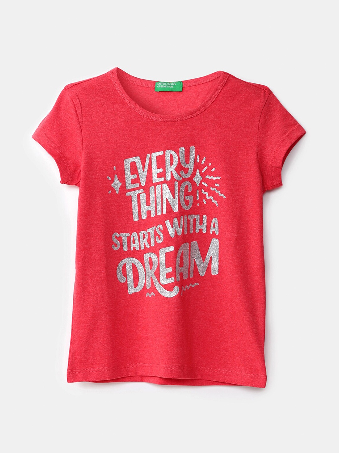 

United Colors of Benetton Girls Red Typography Printed T-shirt