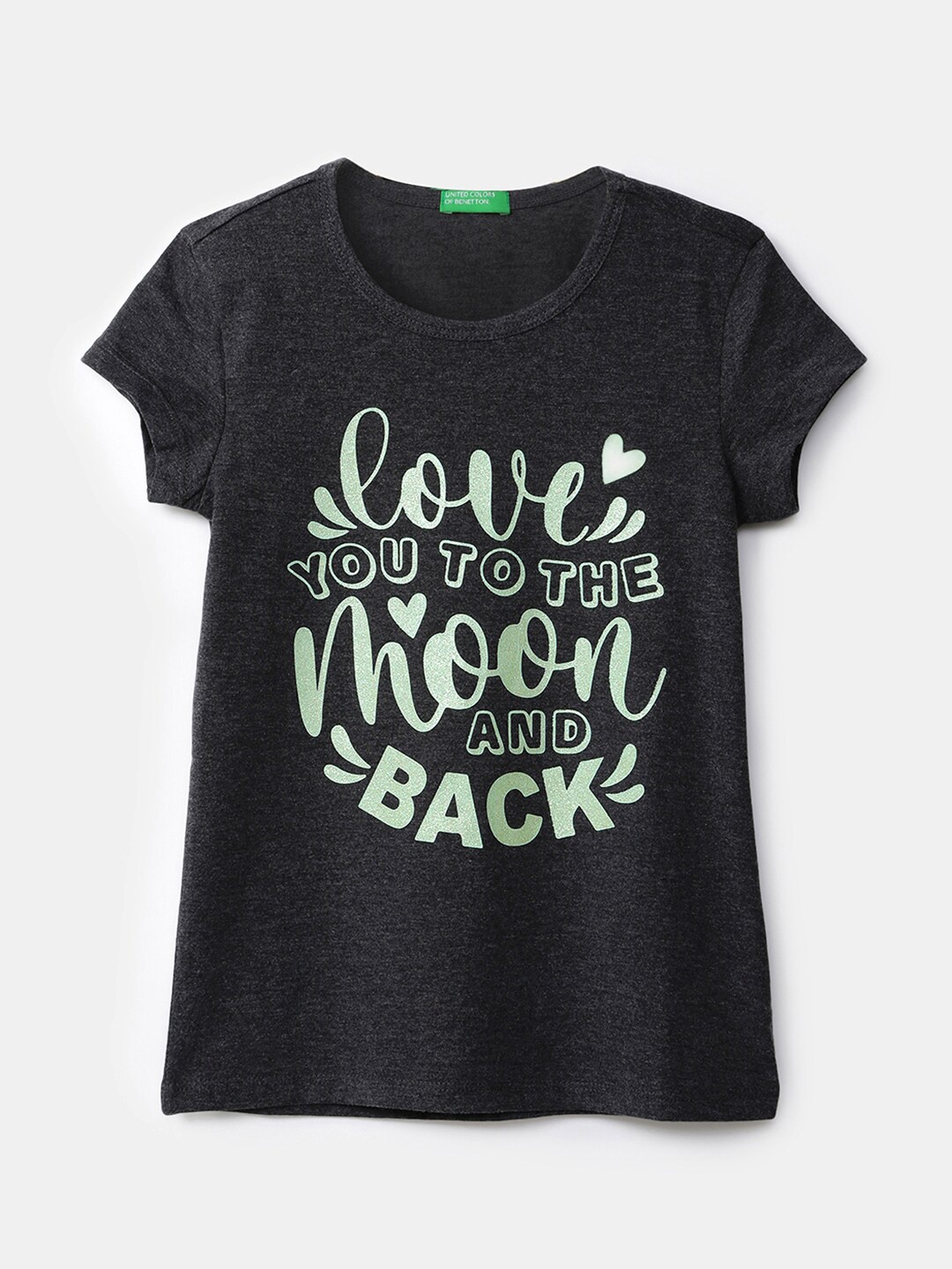 

United Colors of Benetton Girls Black Typography Printed T-shirt