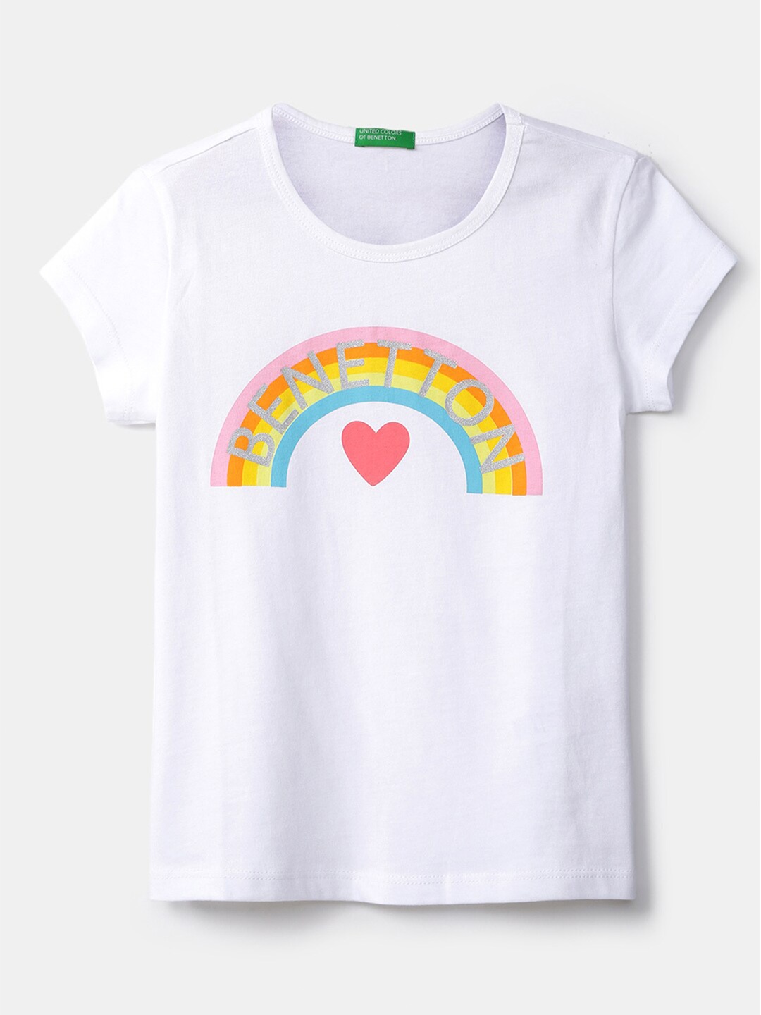 

United Colors of Benetton Girls White Printed T-shirt