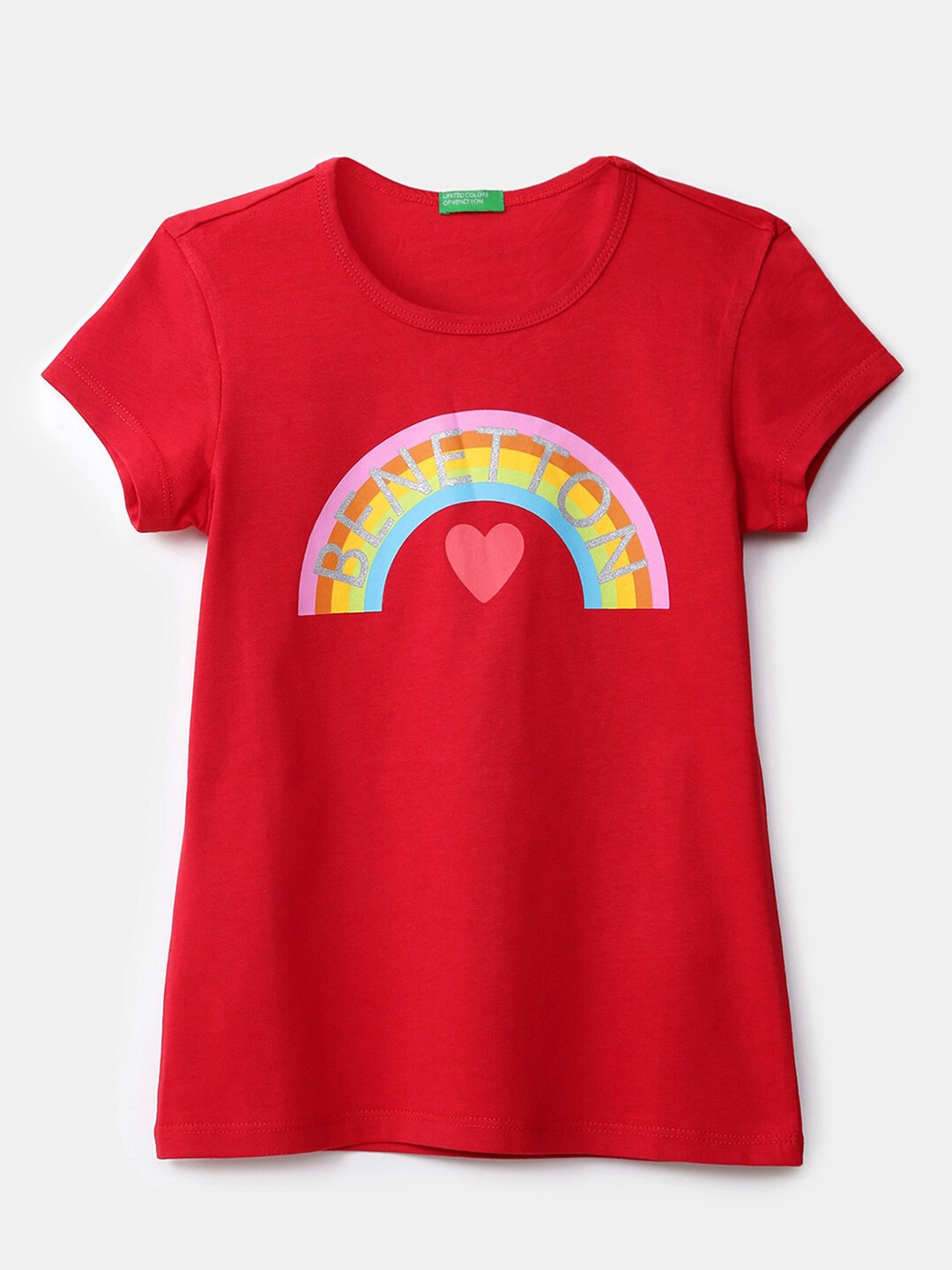 

United Colors of Benetton Girls Red Printed T-shirt