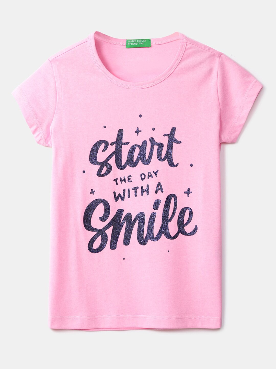 

United Colors of Benetton Girls Pink Typography Printed T-shirt