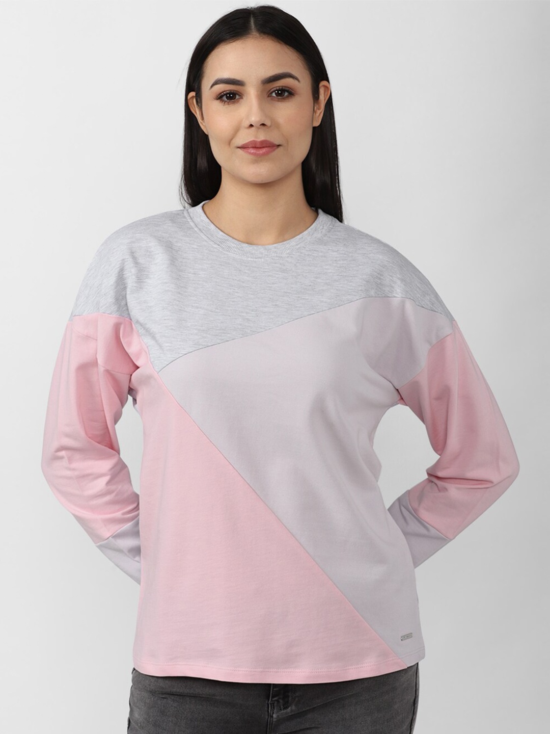 

Van Heusen Woman Women Grey Colourblocked Sweatshirt