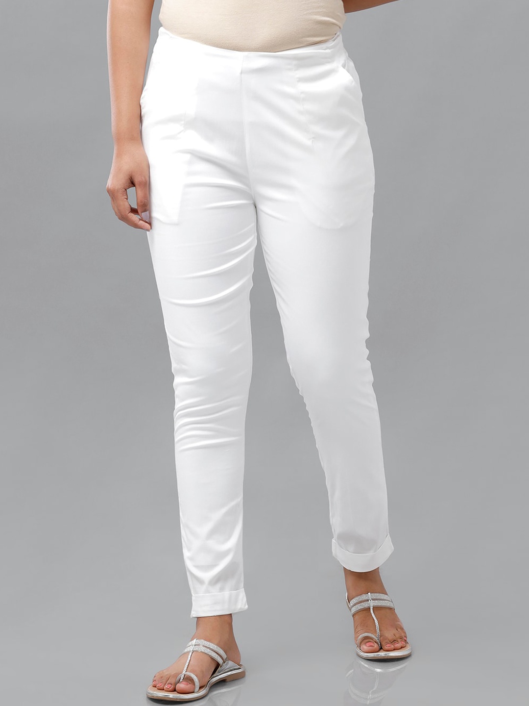 

De Moza Women Off White Trousers