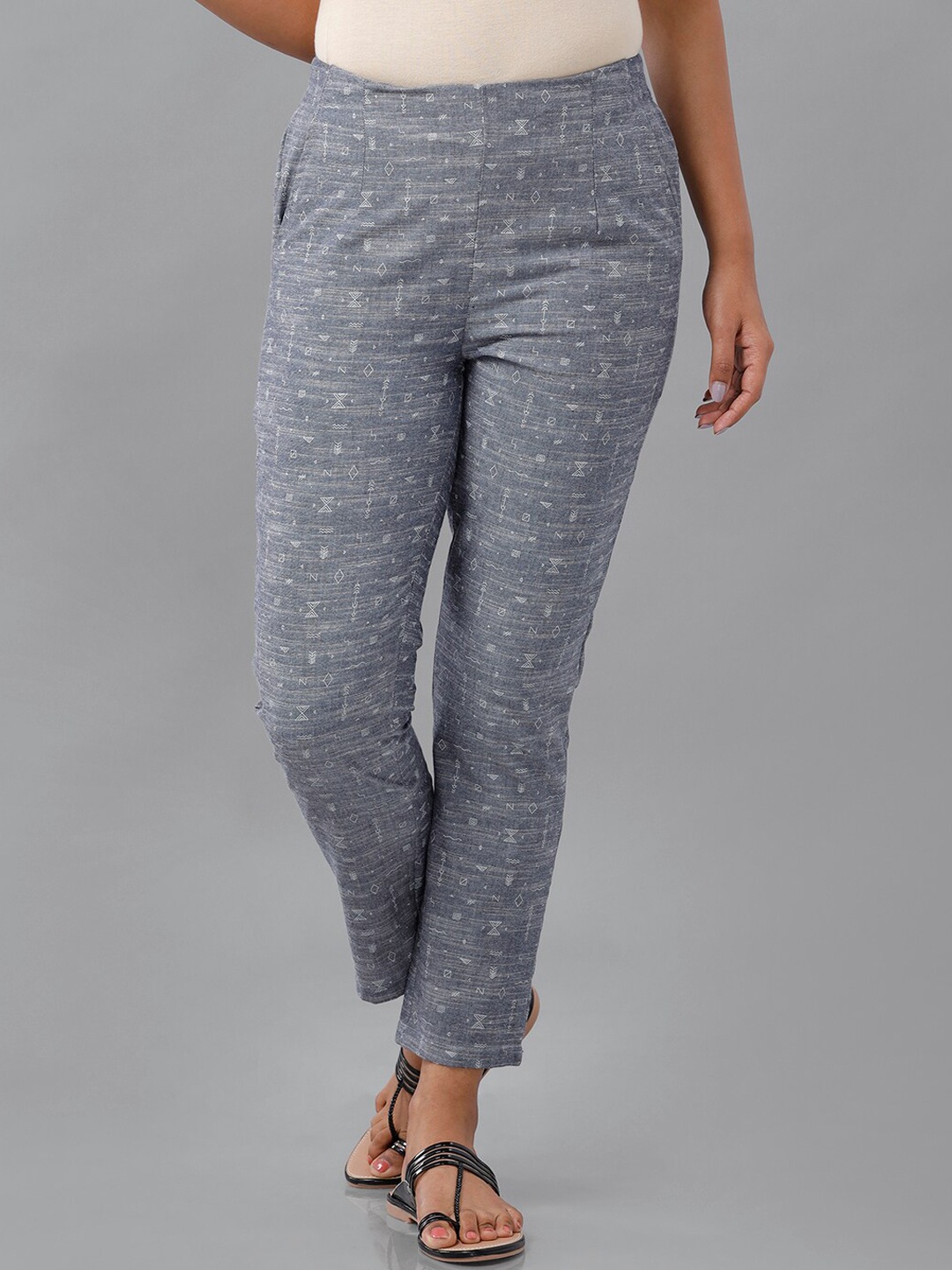 

De Moza Women Blue Textured Trousers