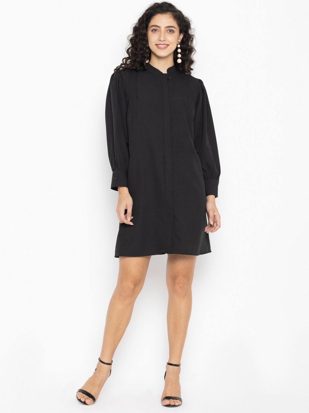 

SEW YOU SOON Women Black Flare Shirt Dress