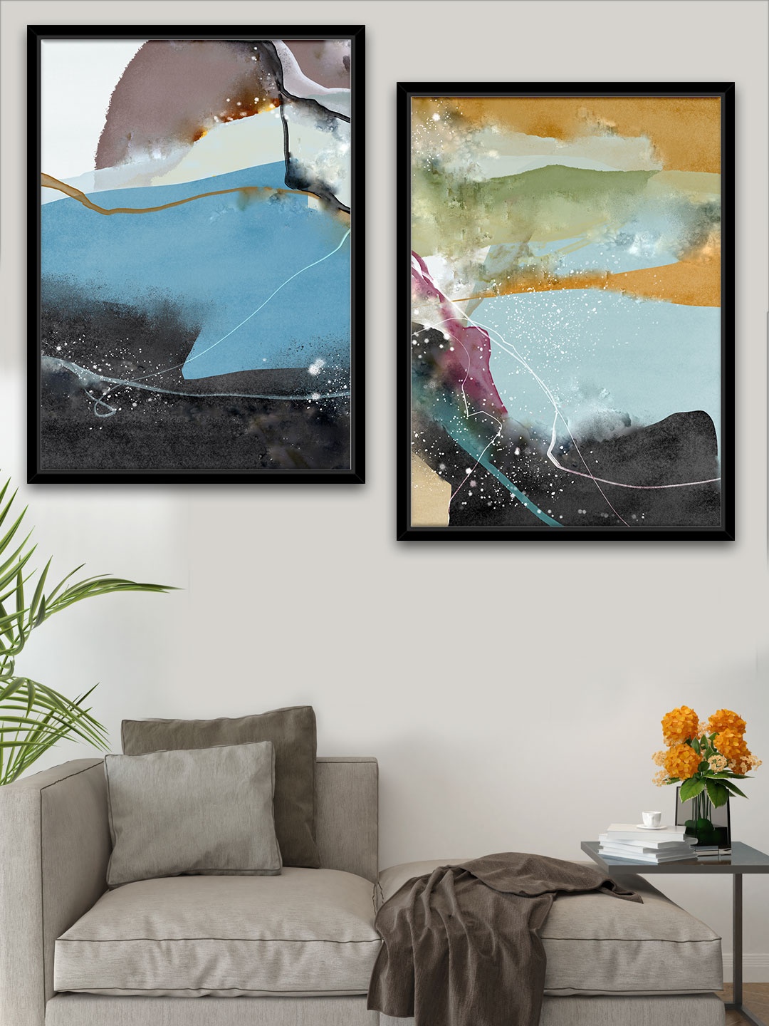 

Art Street Pack Of 2 Multi Coloured Abstract Printed Framed Wall Art