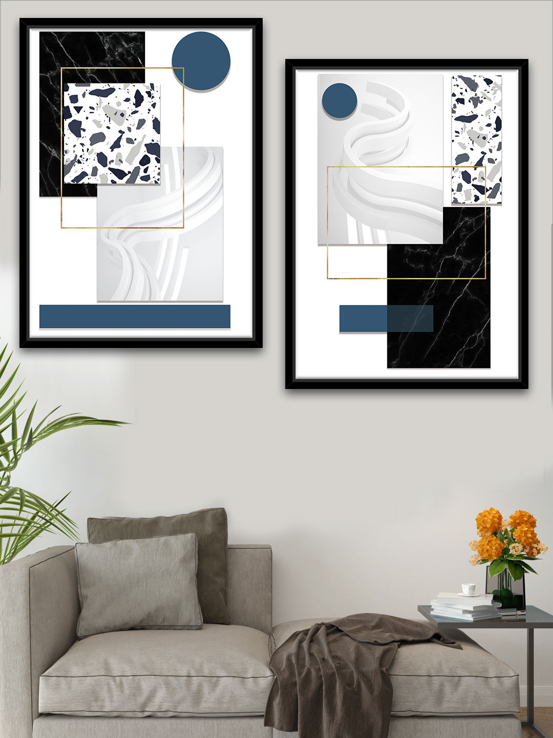 

Art Street Pack Of 2 Multi Coloured Abstract Printed Framed Wall Art