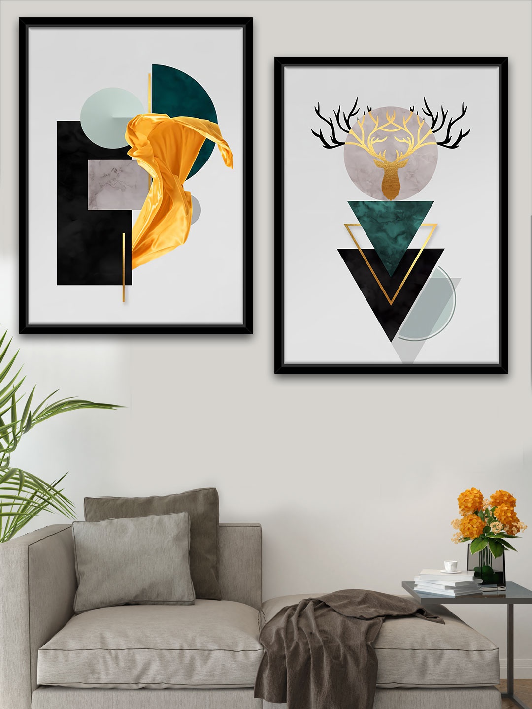 

Art Street Pack Of 2 Multi Coloured Abstract Printed Framed Wall Art