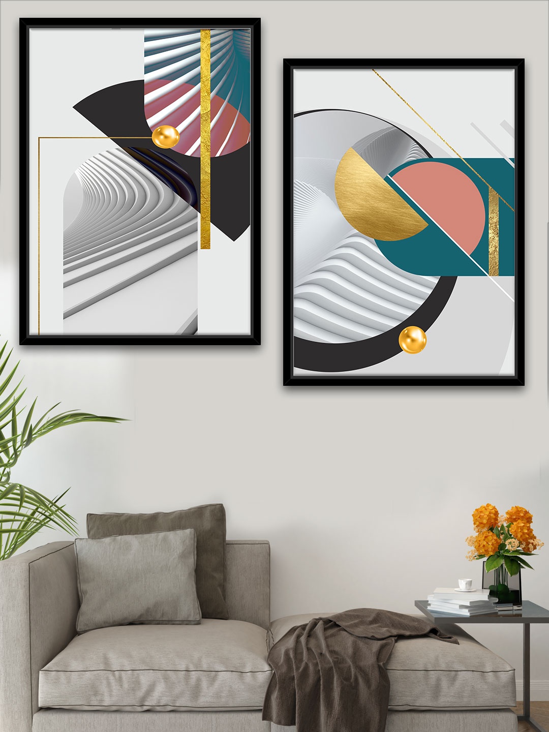 

Art Street Pack Of 2 Multi Coloured Abstract Printed Framed Wall Art