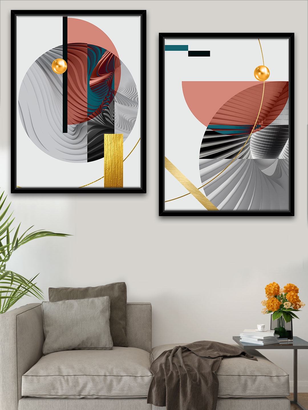 

Art Street Pack Of 2 Multi Coloured Abstract Printed Framed Wall Art