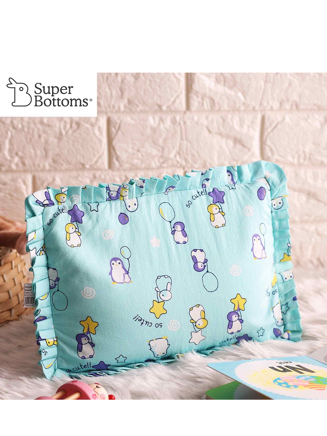 

SuperBottoms Infants Blue Printed Sustainable Mustard Seed Pillow