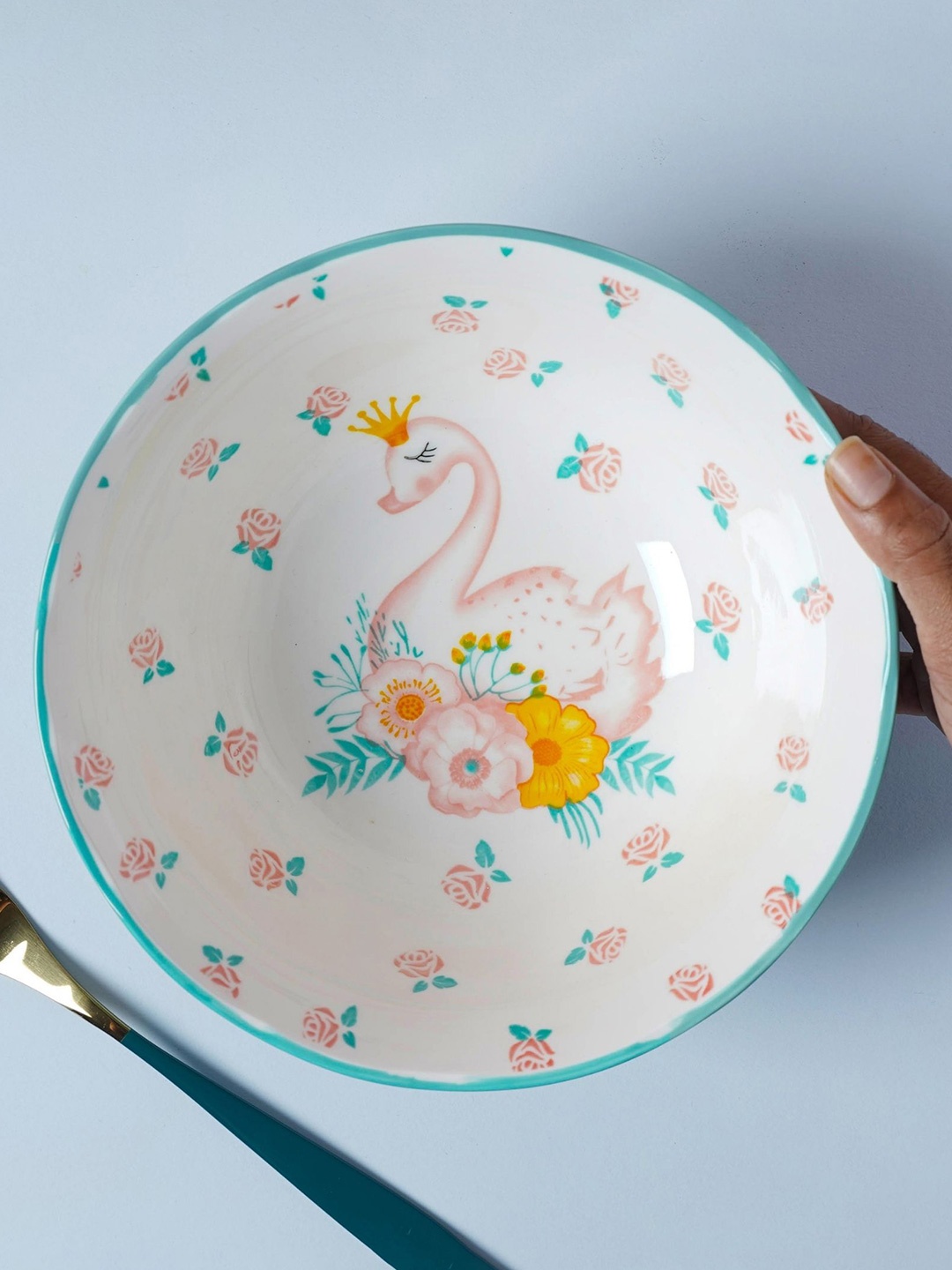 

Nestasia Blue & White Floral Printed Ceramic Glossy Curry Bowl