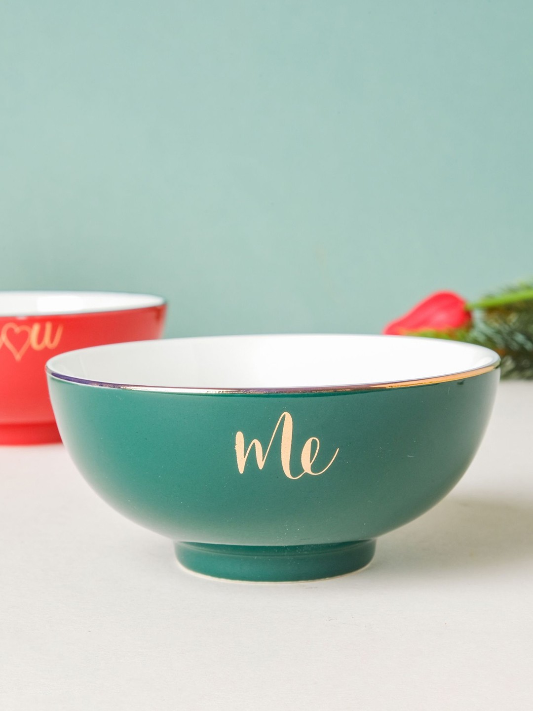 

Nestasia Green & White Ceramic Glossy Snack Bowl 250 ml