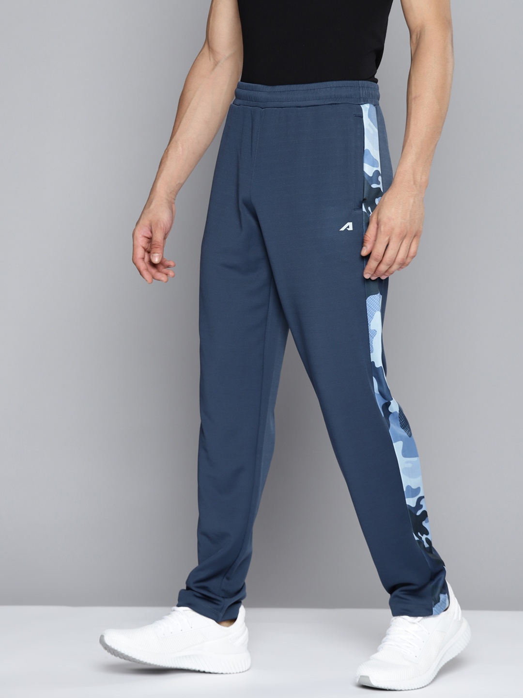 

Alcis Men Blue Solid Track Pants with Side Detail