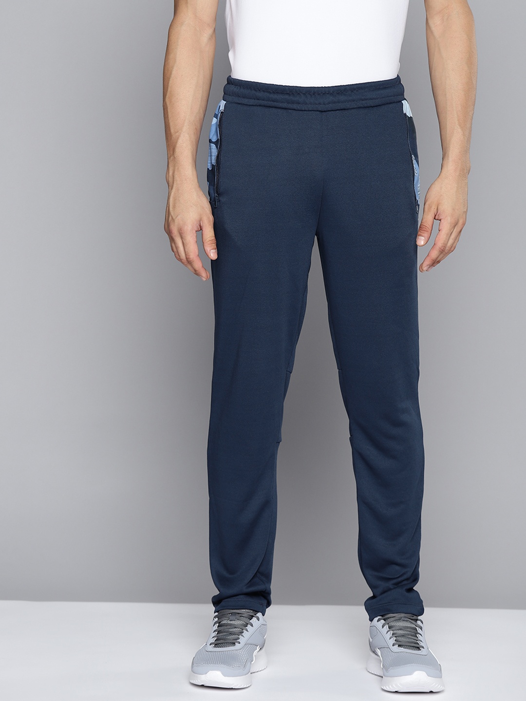 

Alcis Men Navy Blue Solid Slim Fit Track Pants with Side Detail