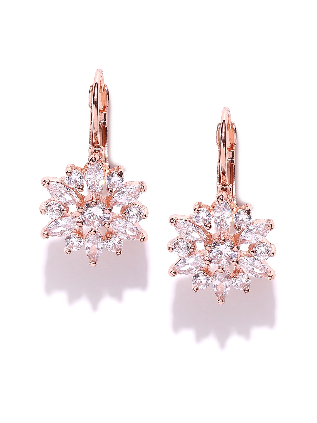 

OOMPH 18 Karat Rose Gold-Plated Zirconia-Studded Floral Studs