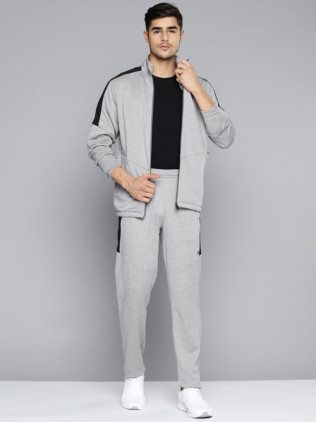 

Alcis Men Grey Melange Solid Tracksuit with Side Detail