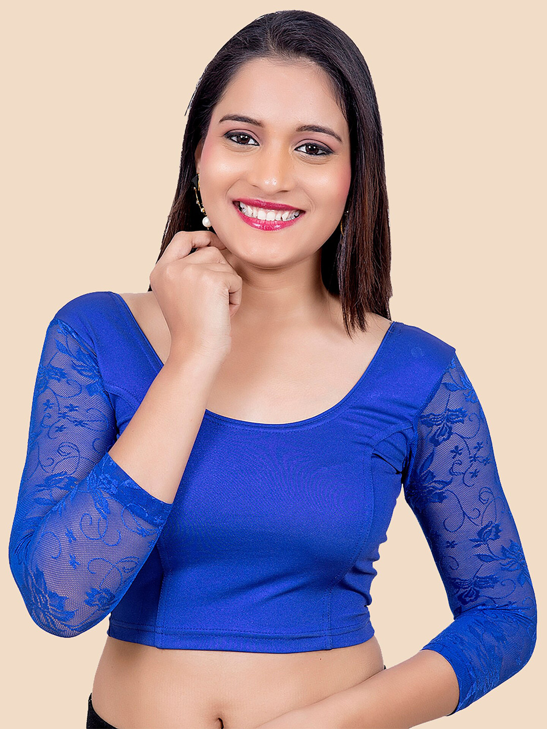 

FEMMIBELLA Women Blue Solid Saree Blouse