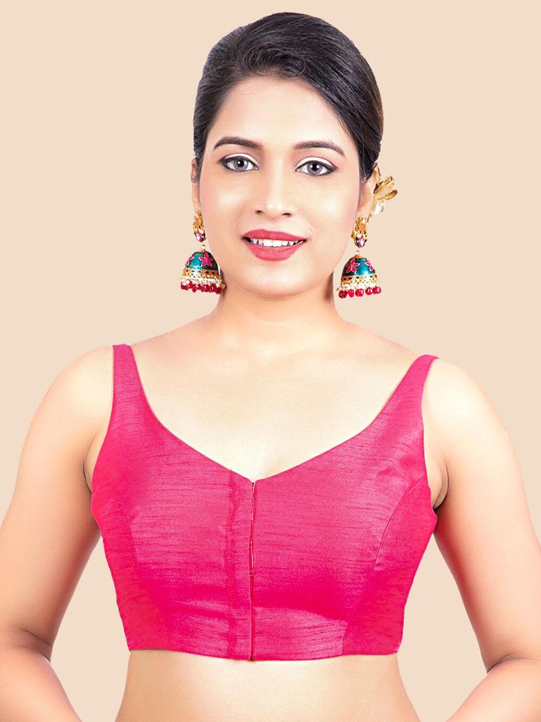 

FEMMIBELLA Women Pink Solid Saree Blouse