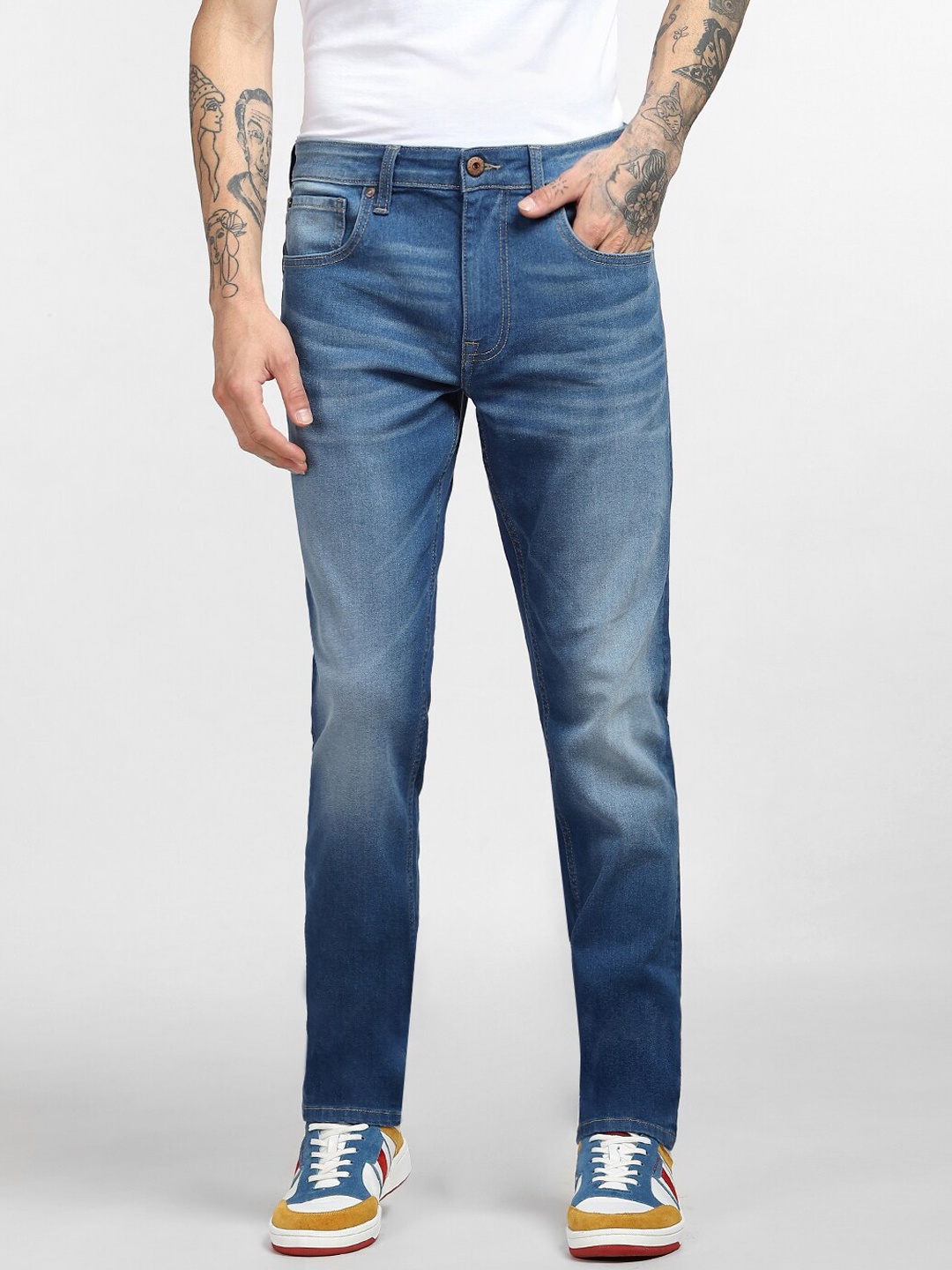 

Jack & Jones Men Blue Skinny Fit Low-Rise Mildly Distressed Jeans