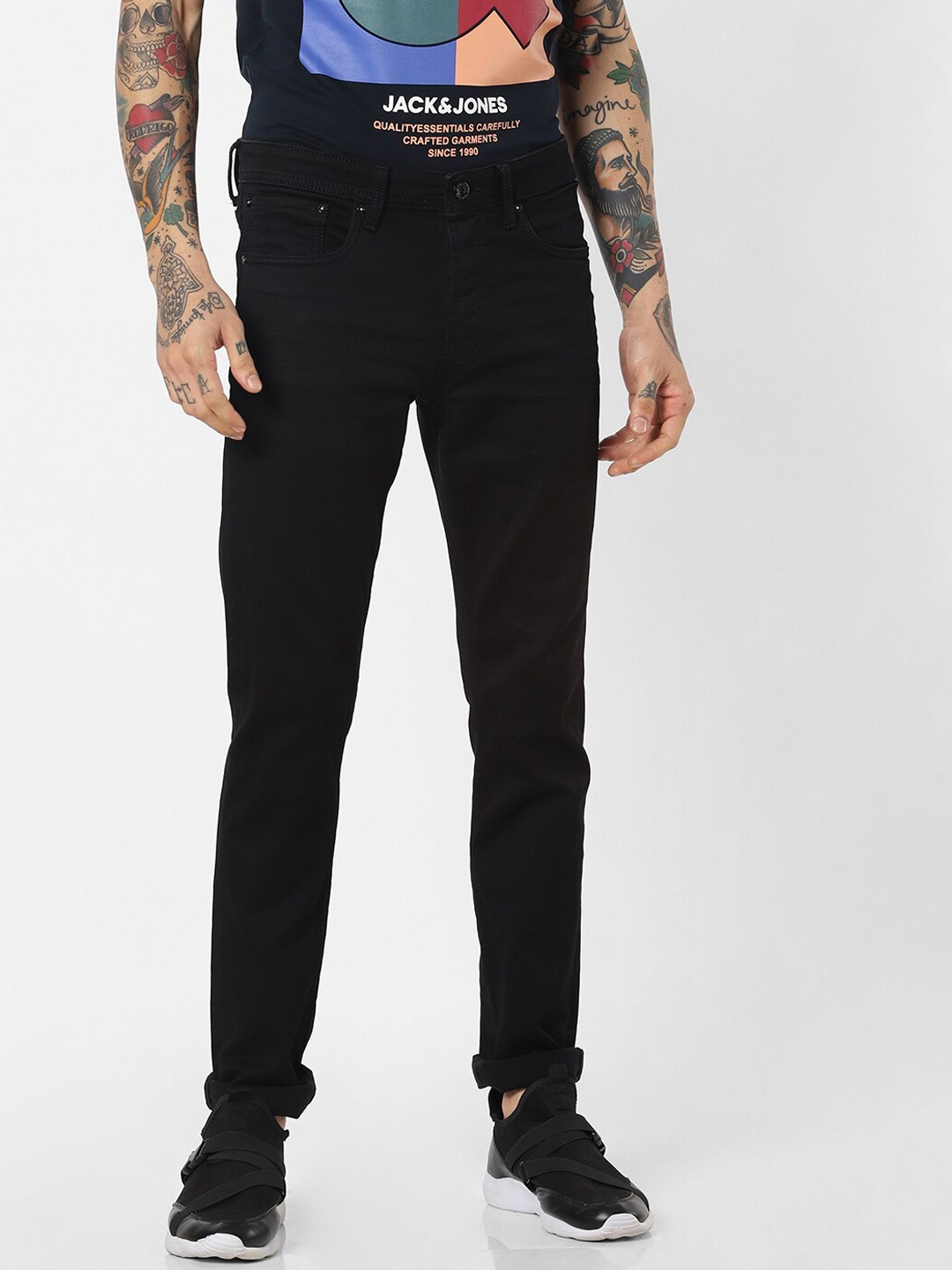 

Jack & Jones Men Black Skinny Fit Low-Rise Jeans