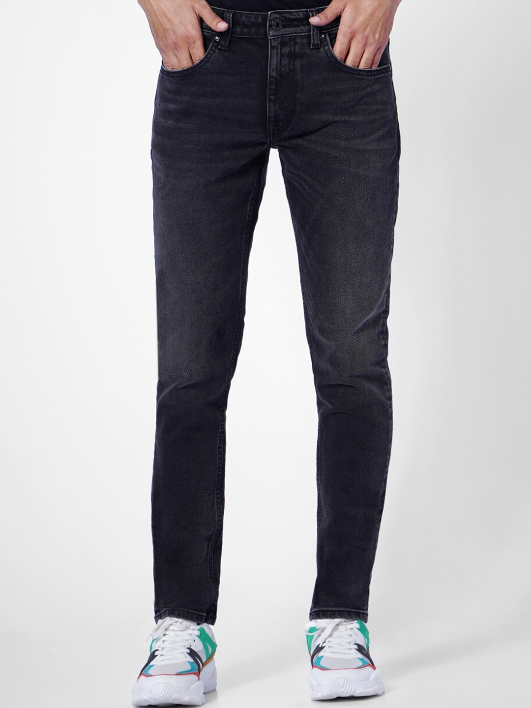 

Jack & Jones Men Black Skinny Fit Low-Rise Light Fade Jeans