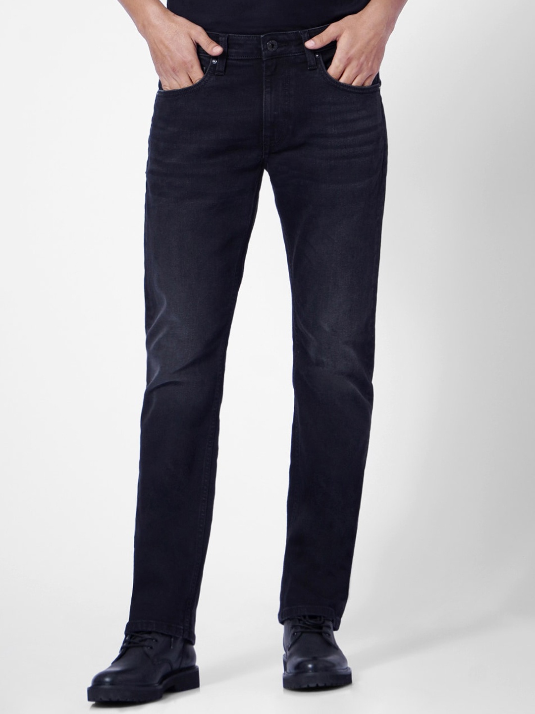 

Jack & Jones Men Black Skinny Fit Low-Rise Mildly Distressed Light Fade Jeans