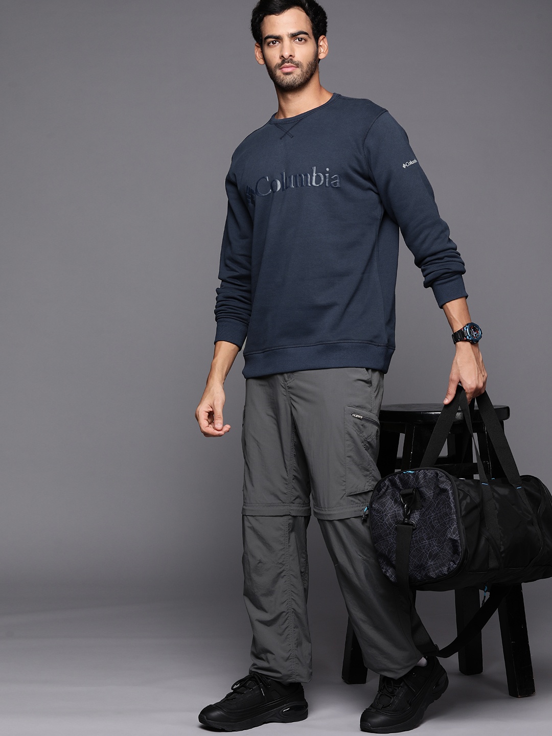

Columbia Men Navy Blue Printed Round Neck Pullover