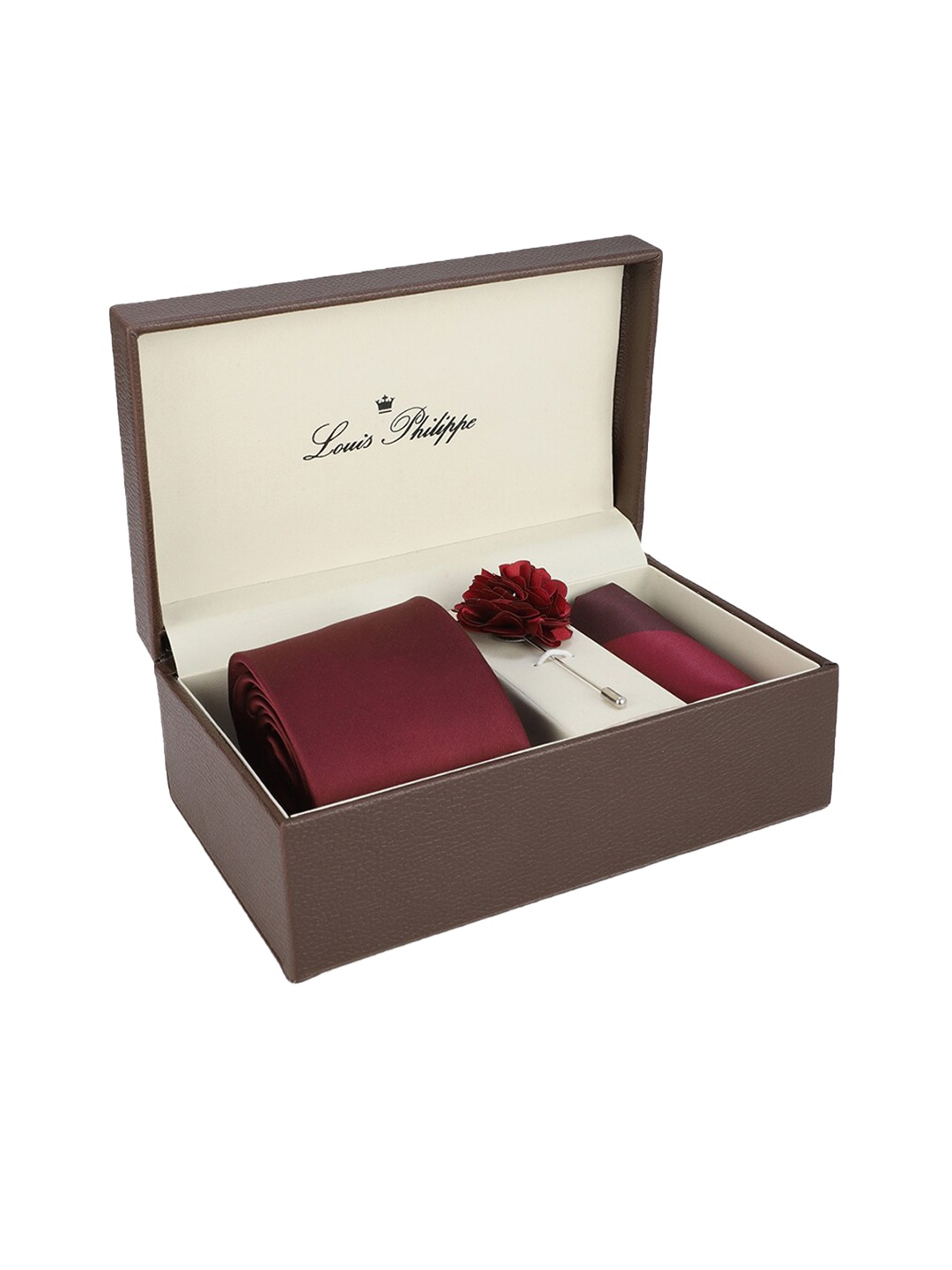 

Louis Philippe Men Maroon & Blue Solid Accessory Gift Set