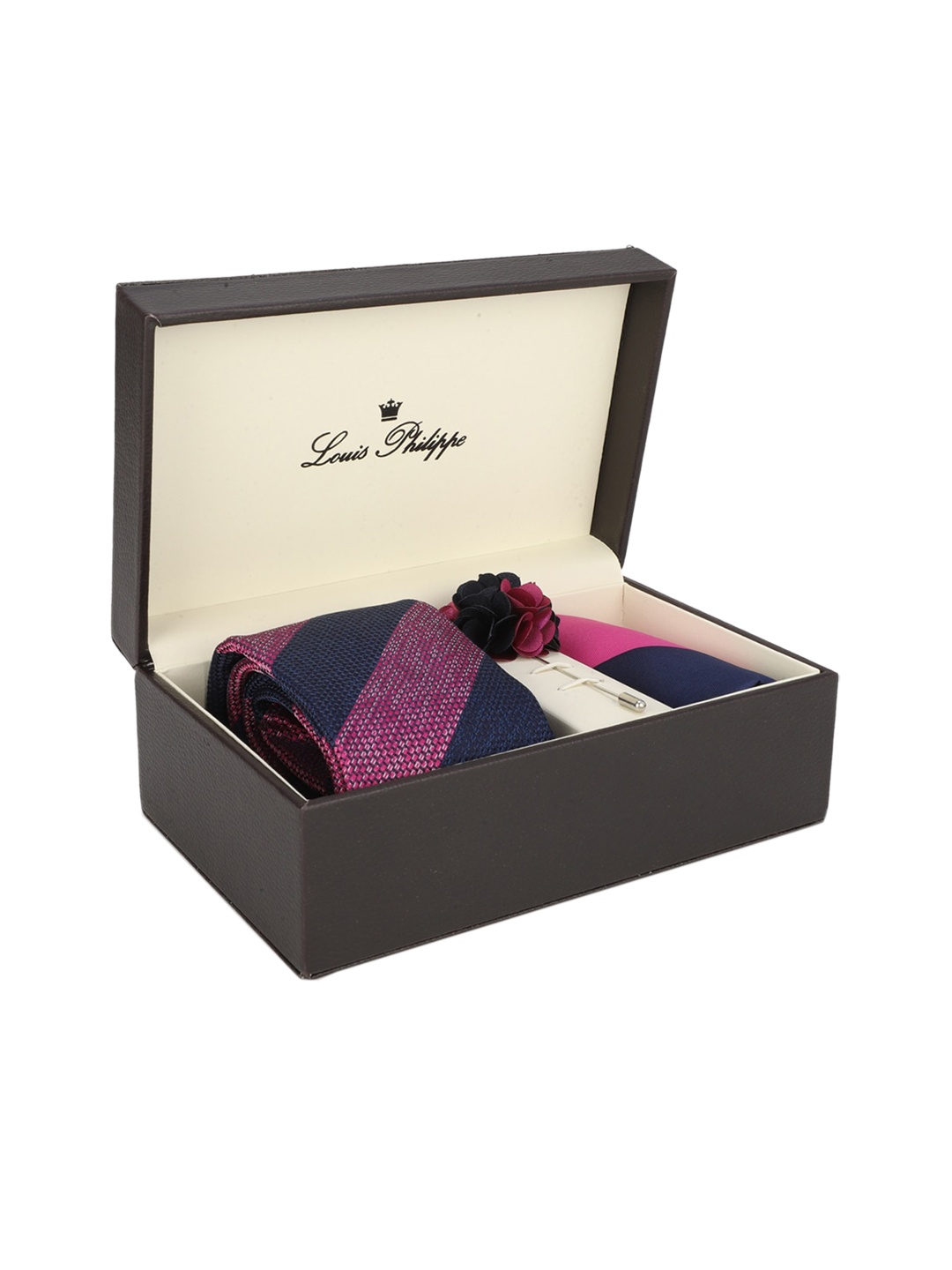 

Louis Philippe Men Multicoloured Tie Pocket Square And Lapel Pin Gift Set, Multi