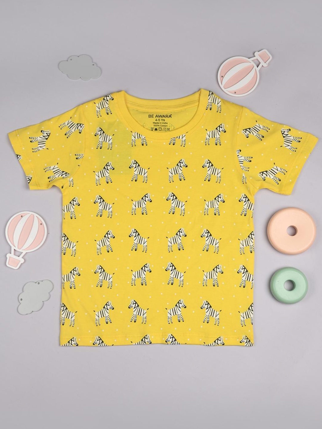 

BE AWARA Kids Yellow Sports Printed T-shirt