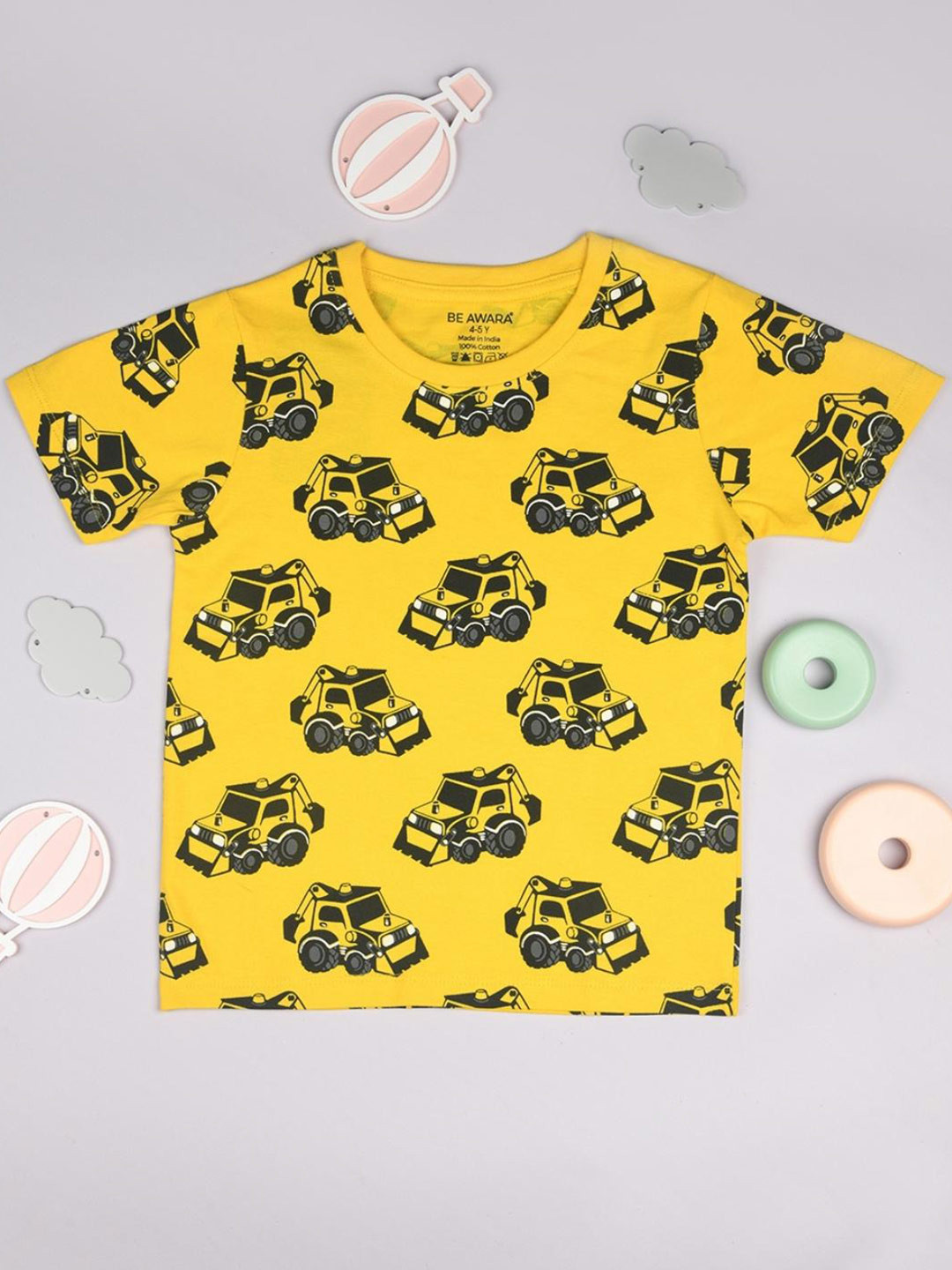 

BE AWARA Kids Yellow Printed T-shirt