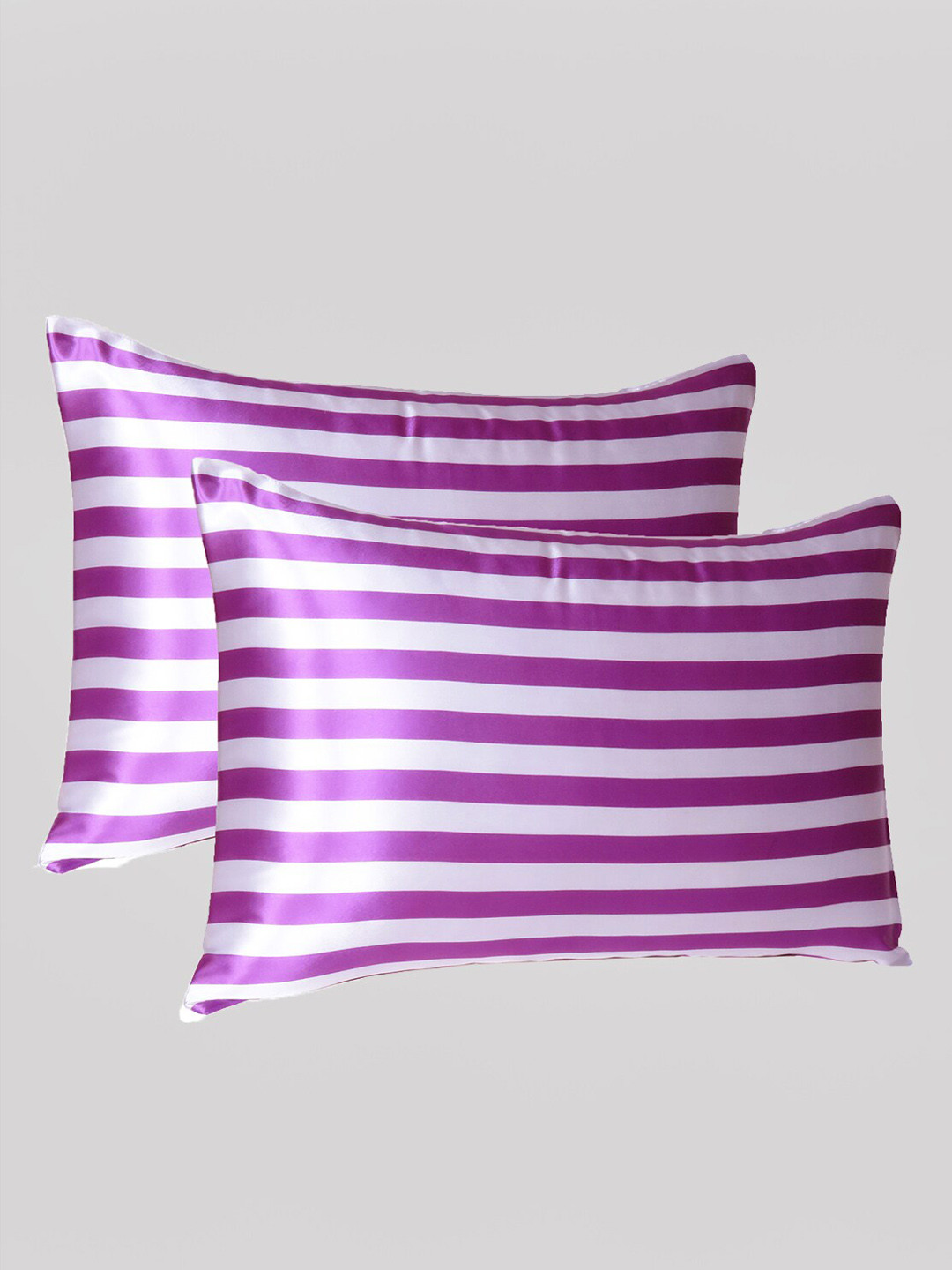 

OUSSUM Purple Set Of 2 Striped Pillow Covers