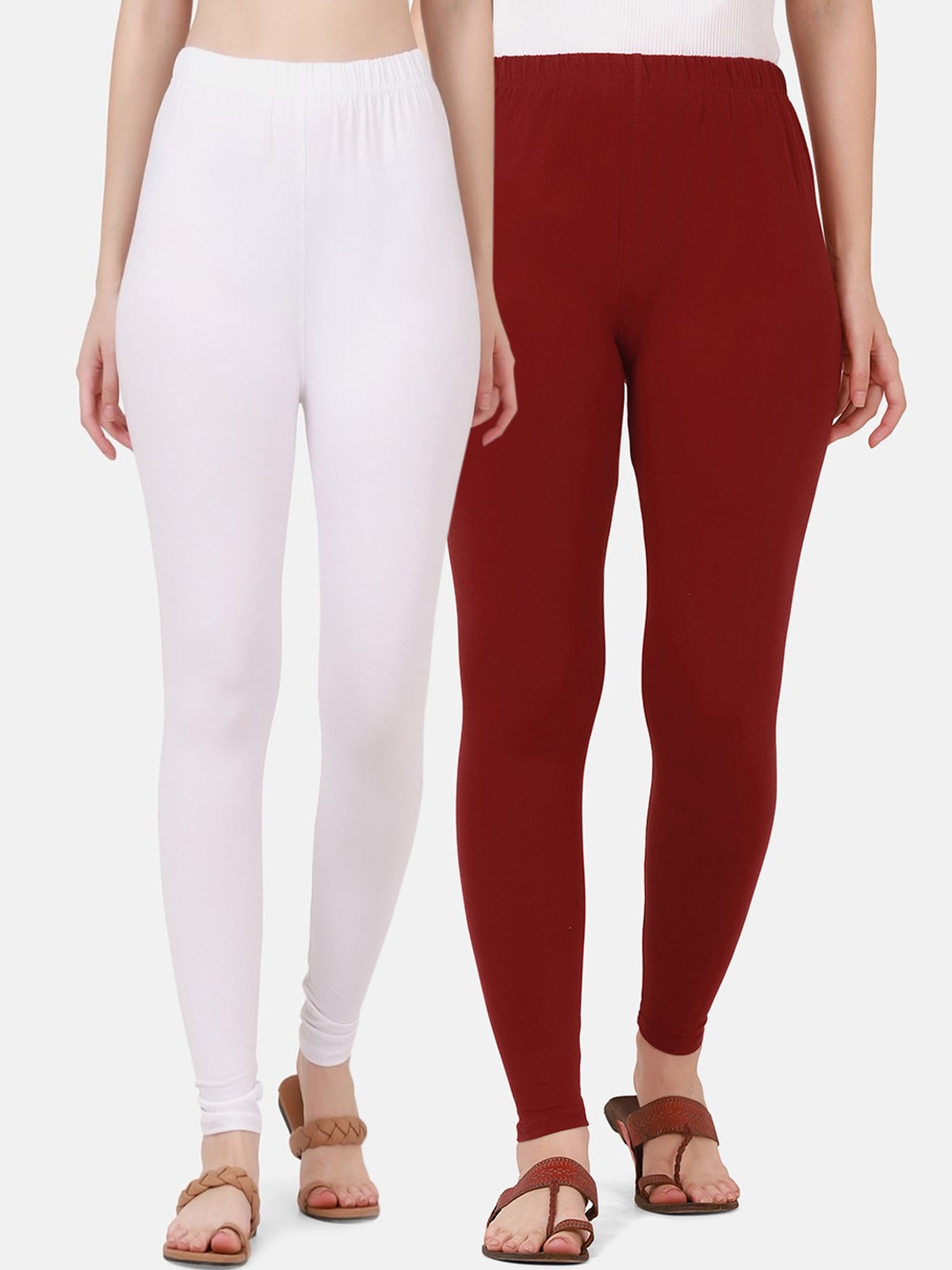 

BUY NEW TREND Women Pack Of 2 Solid Ankle-Length Leggings, White