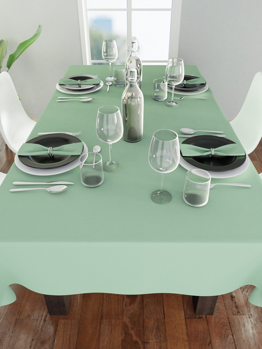 

Encasa Homes Green Solid 6-Seater Table Cloth