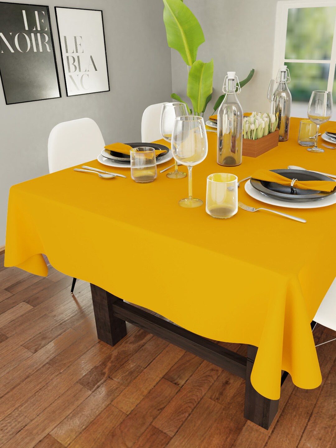

Encasa Homes Yellow Solid Rectangular 6 seater Table Cloth