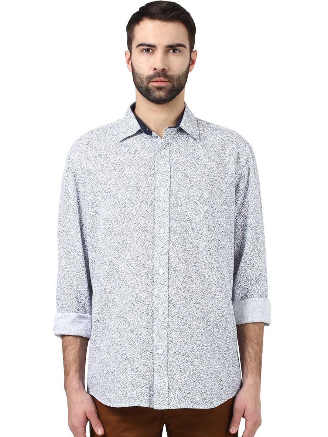 

ColorPlus Men Blue & White Tailored Fit Printed Casual Shirt