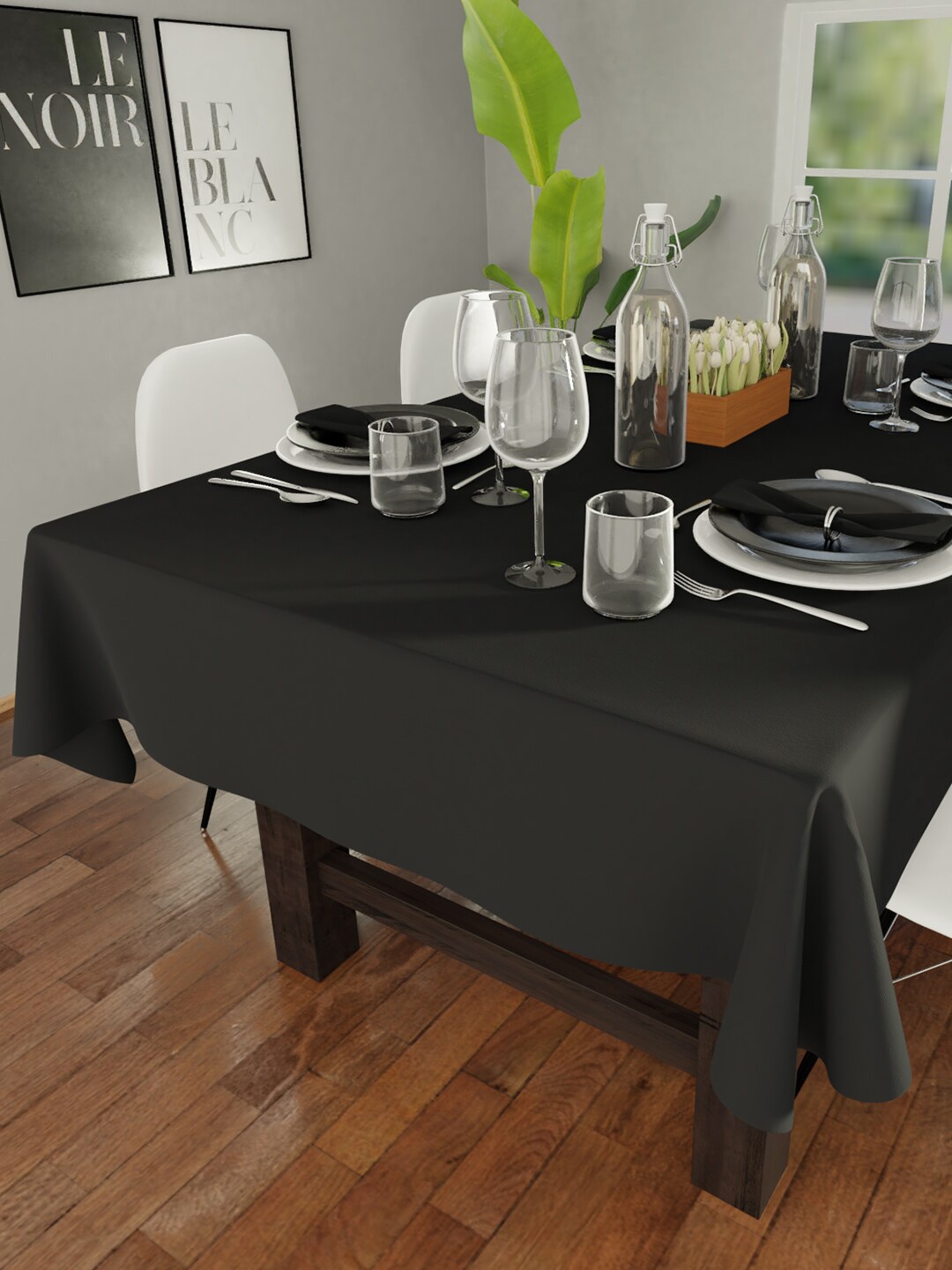 

Encasa Homes Black Solid 6-Seater Table Cloth