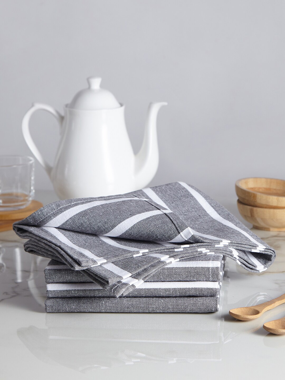 

Encasa Homes Pack of 4 Grey Kitchen Towels