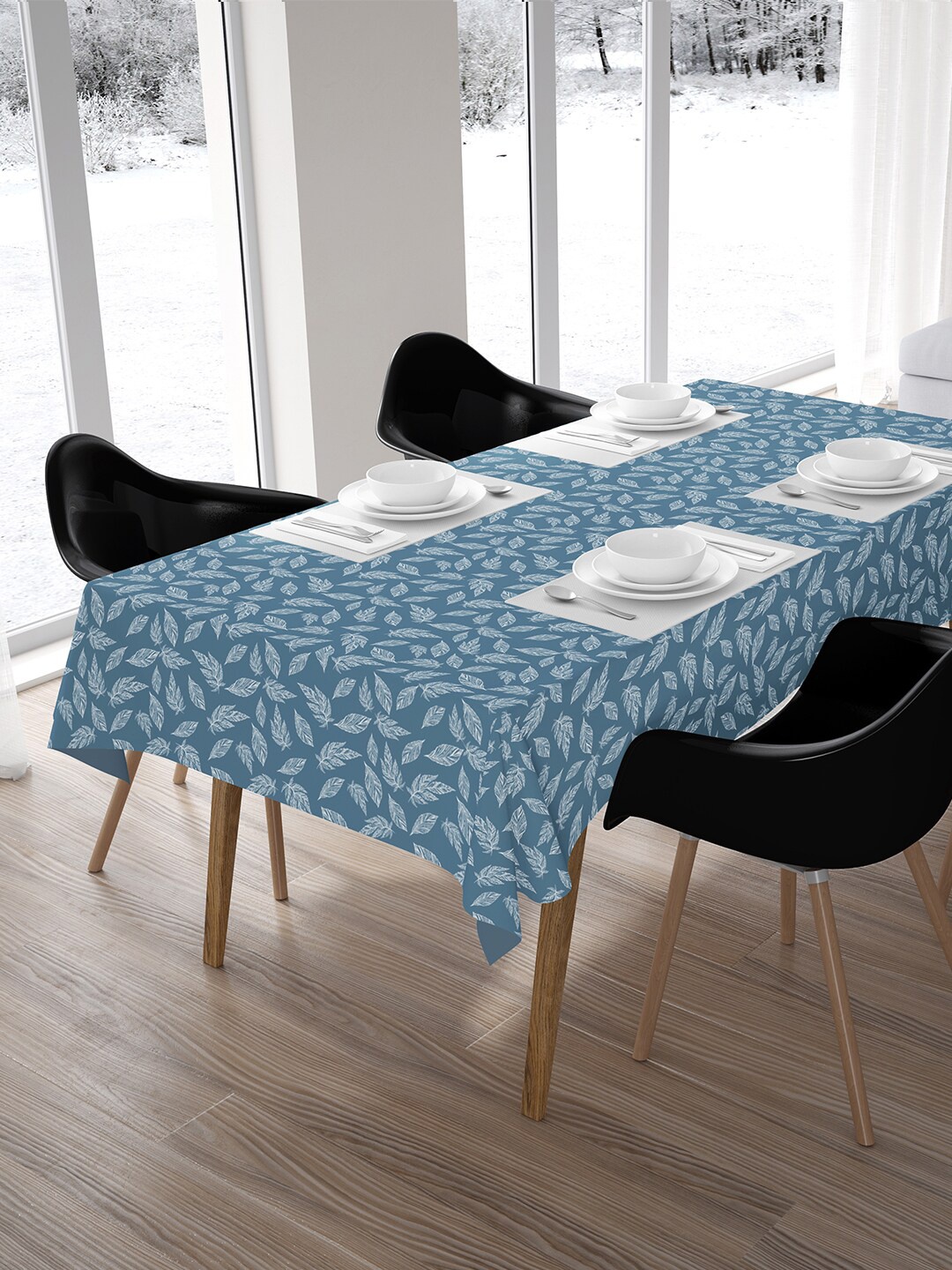 

Encasa Homes Blue Printed Cotton 8 Seater Table Cover