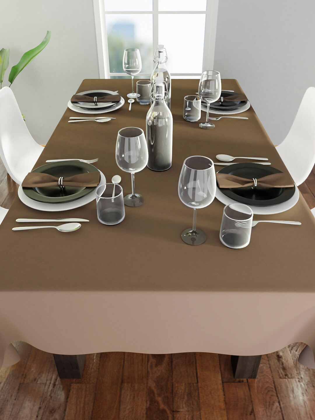 

Encasa Homes Beige Solid Cotton Table Cloth